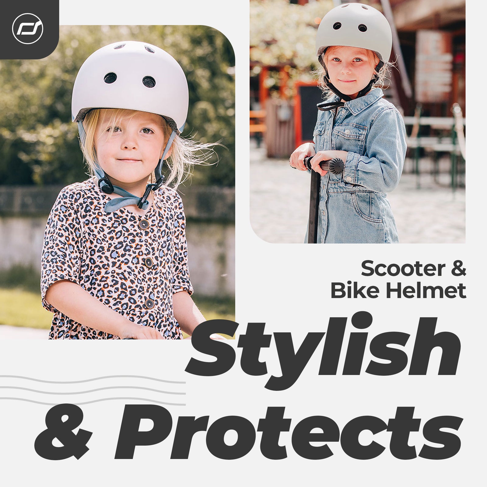 Scoot & Ride Toddler Kids Bike and Scooter Helmet with LED Light, S-M, Ash - VMInnovations