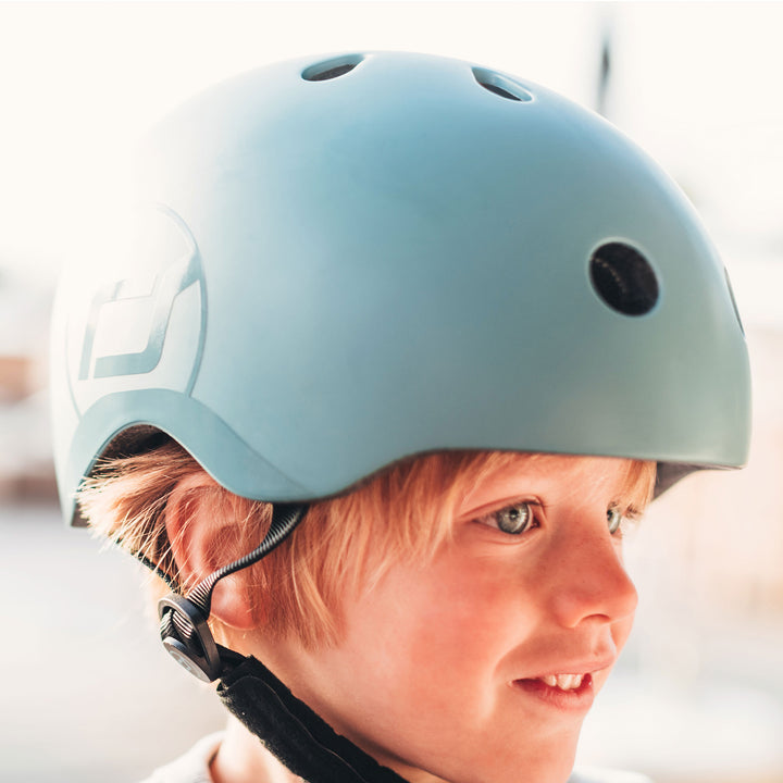 Scoot & Ride Toddler Kids Bike and Scooter Helmet with LED Light, S-M, Steel