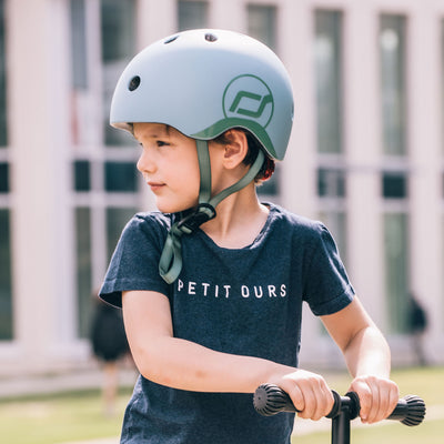 Scoot & Ride Kids Bike and Scooter Helmet with LED Light, S-M, Steel (Open Box) - VMInnovations