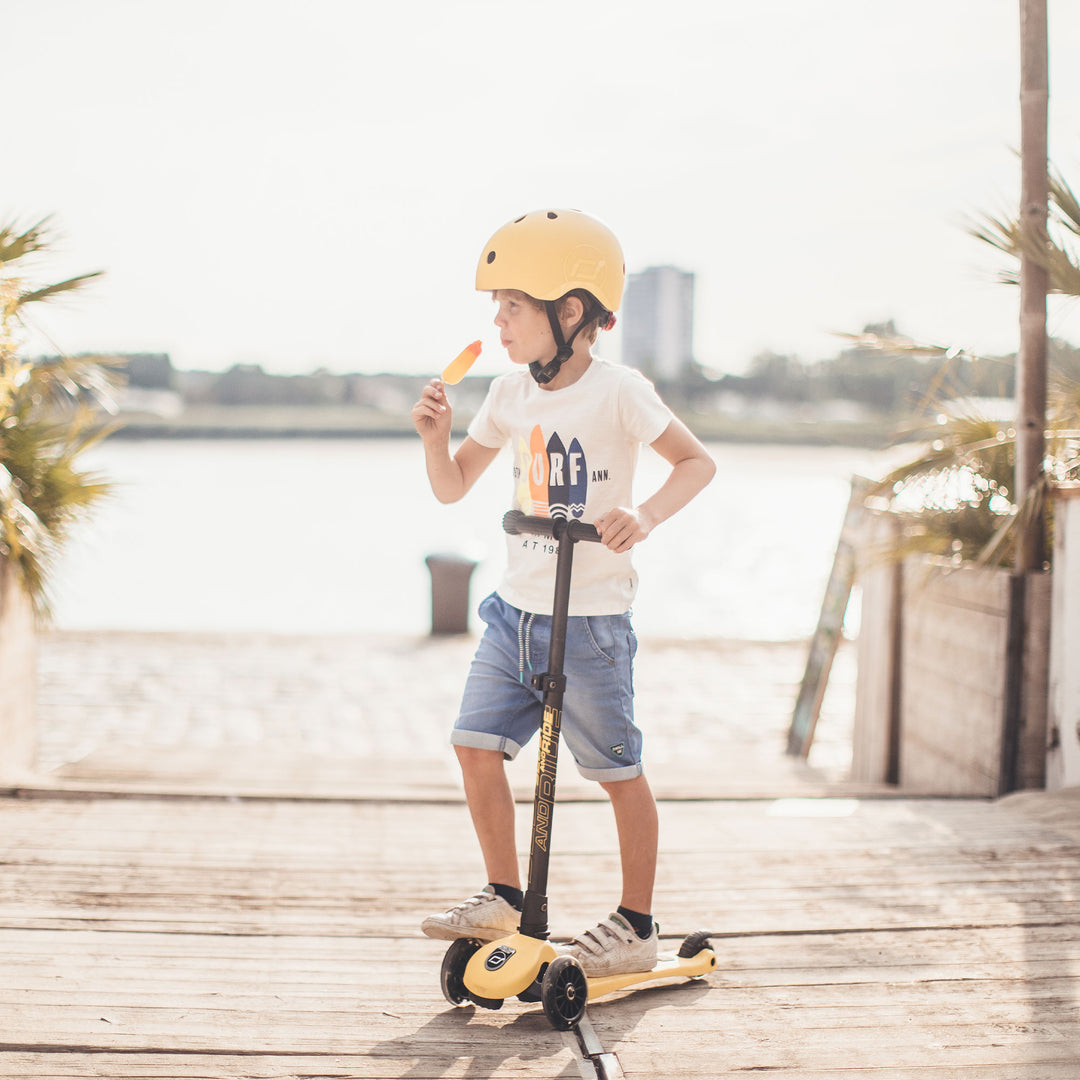 Scoot & Ride Toddler Kids Bike and Scooter Helmet with LED Light, S-M, Lemon - VMInnovations