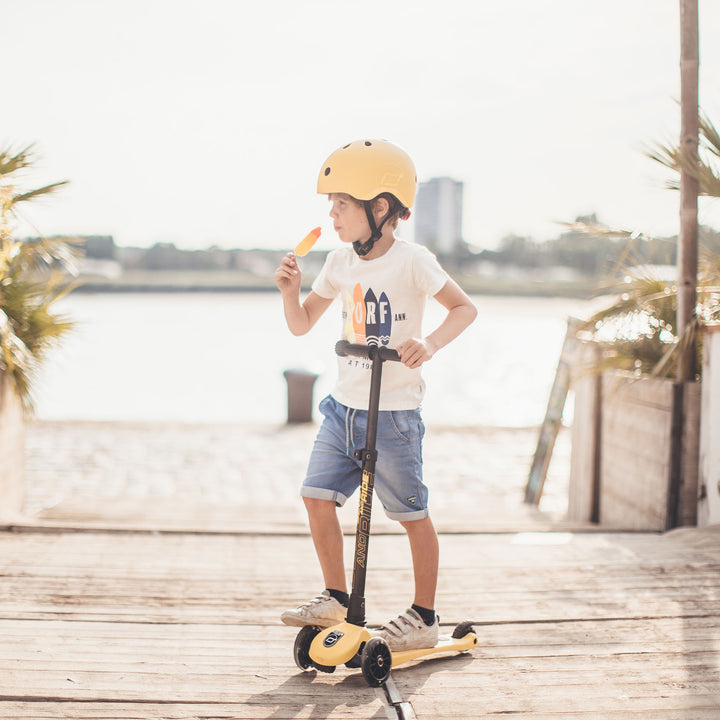Scoot & Ride Toddler Kids Bike and Scooter Helmet with LED Light, S-M, Lemon - VMInnovations
