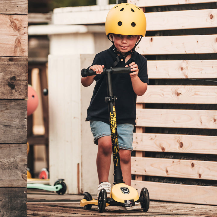 Scoot & Ride Toddler Kids Bike and Scooter Helmet with LED Light, S-M, Lemon - VMInnovations