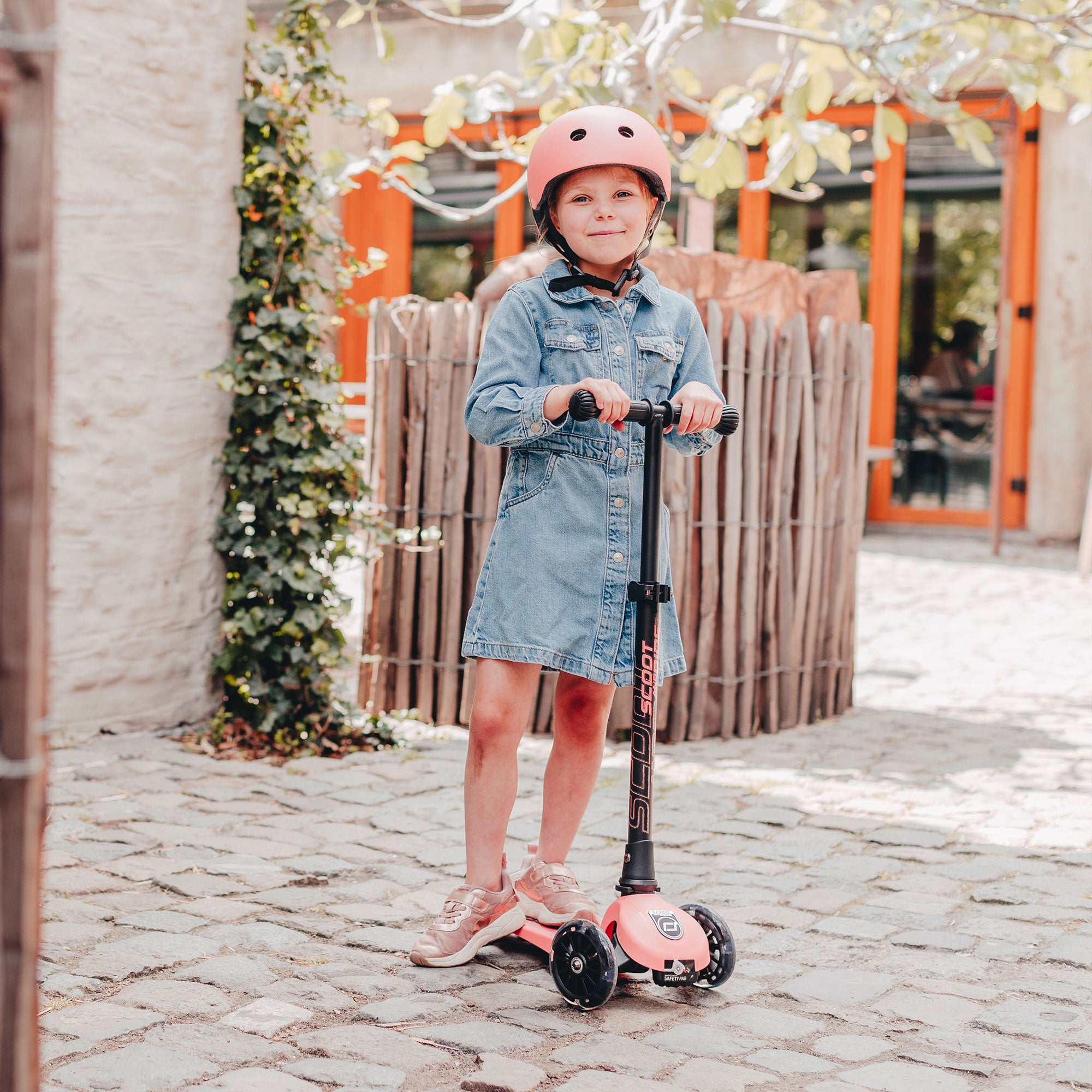 Scoot & Ride Stand-up Push Scooter for Children Ages 3-6, Highwaykick 3, Peach - VMInnovations
