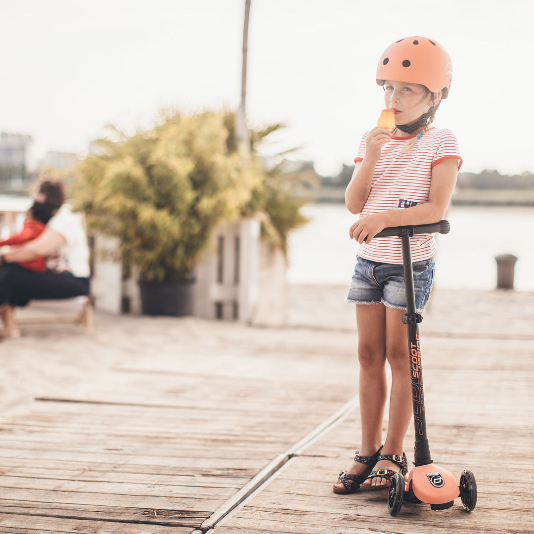 Scoot & Ride Stand-up Push Scooter for Children Ages 3-6, Highwaykick 3, Peach