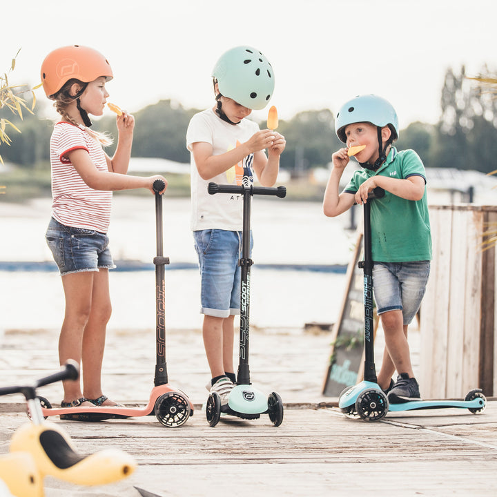 Scoot & Ride Stand-up Push Scooter for Children Ages 3-6, Highwaykick 3, Peach