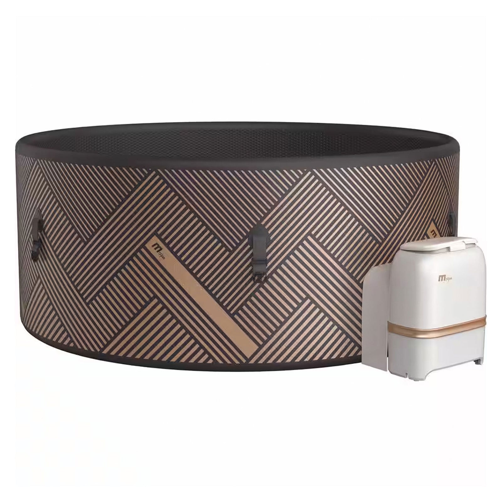 MSpa Round Inflatable 4 to 6 Person Bubble Spa w/ Energy Efficient Cover, Mono - VMInnovations