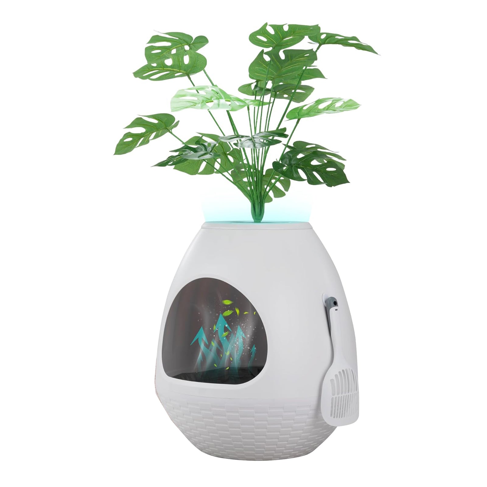 COZIWOW Eggloa6 Extra Large Hidden Plant Cat Litter Box with Odor Control, White - VMInnovations