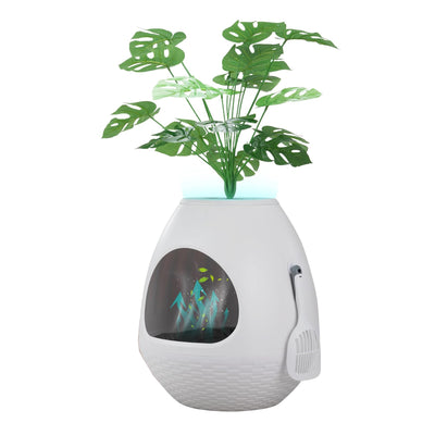 COZIWOW Eggloa6 Extra Large Hidden Plant Cat Litter Box with Odor Control, White - VMInnovations