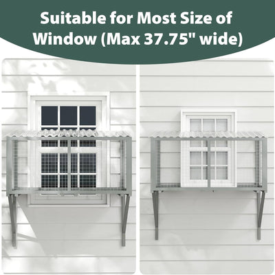 COZIWOW Wooden Catio Outdoor Cat Enclosure with Galvanized Mesh and PVC Tiles - VMInnovations