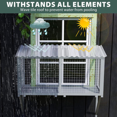 COZIWOW Wooden Catio Outdoor Cat Enclosure with Galvanized Mesh and PVC Tiles - VMInnovations