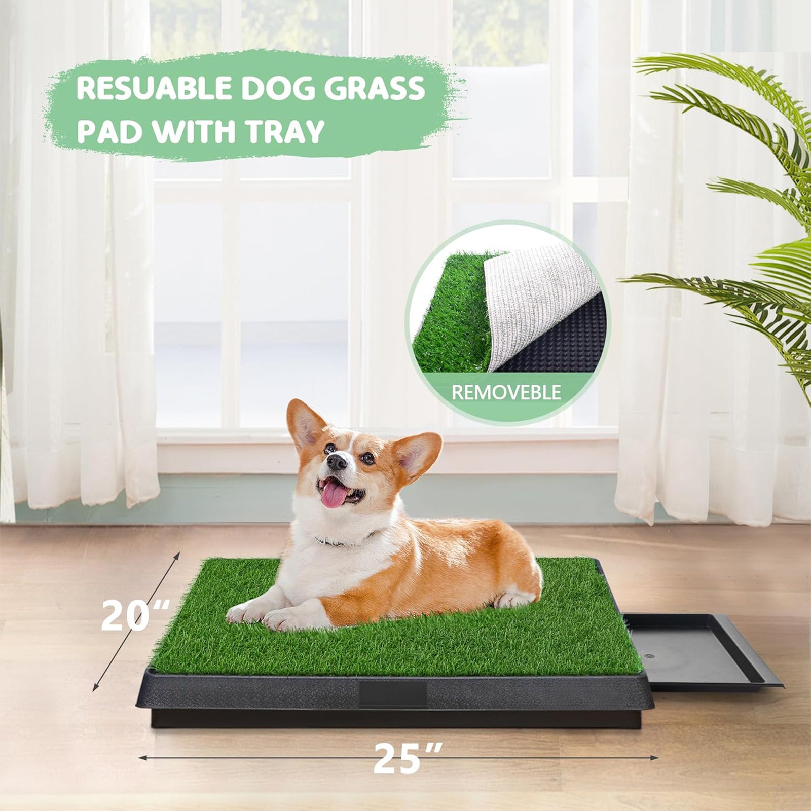 COZIWOW Dog Grass Pad with Tray and 3 Layer System for Puppy Training, Green - VMInnovations