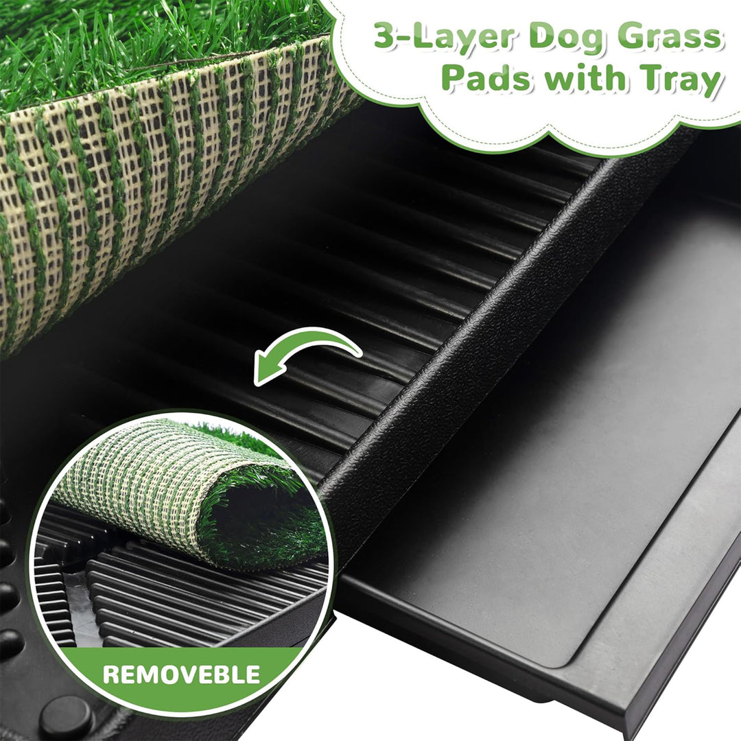 COZIWOW Dog Grass Pad with Tray and 3 Layer System for Puppy Training, Green