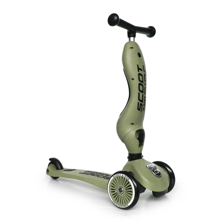 Scoot & Ride 2-in-1 Ride-On & Stand Kids Scooter, Ages 1-5, Highwaykick 1, Olive