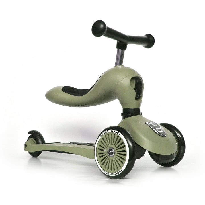 Scoot & Ride 2-in-1 Ride-On & Stand Kids Scooter, Ages 1-5, Highwaykick 1, Olive