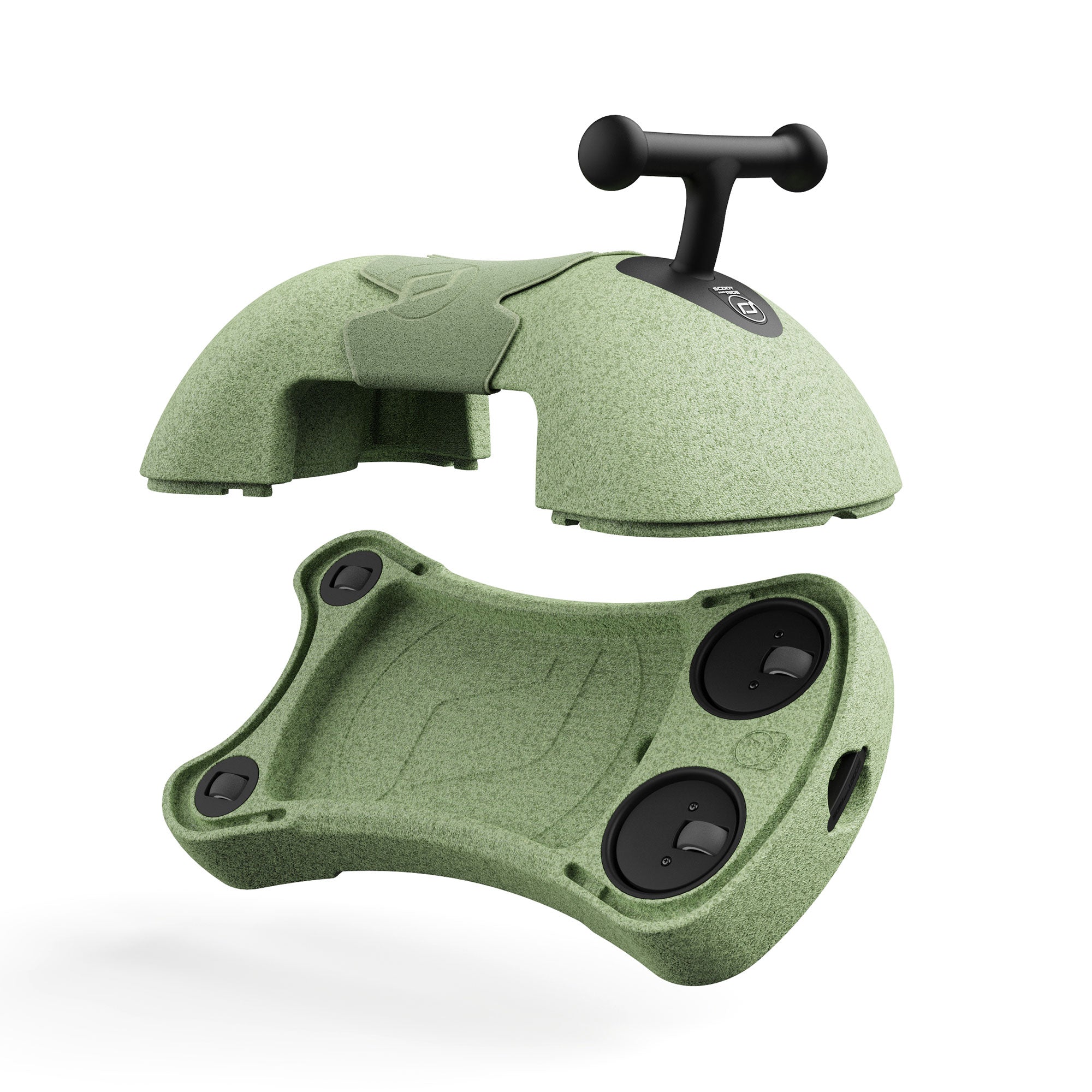Scoot & Ride My First 3 in 1 Baby Walker, Ride On & Scoot Board w/Storage, Olive - VMInnovations