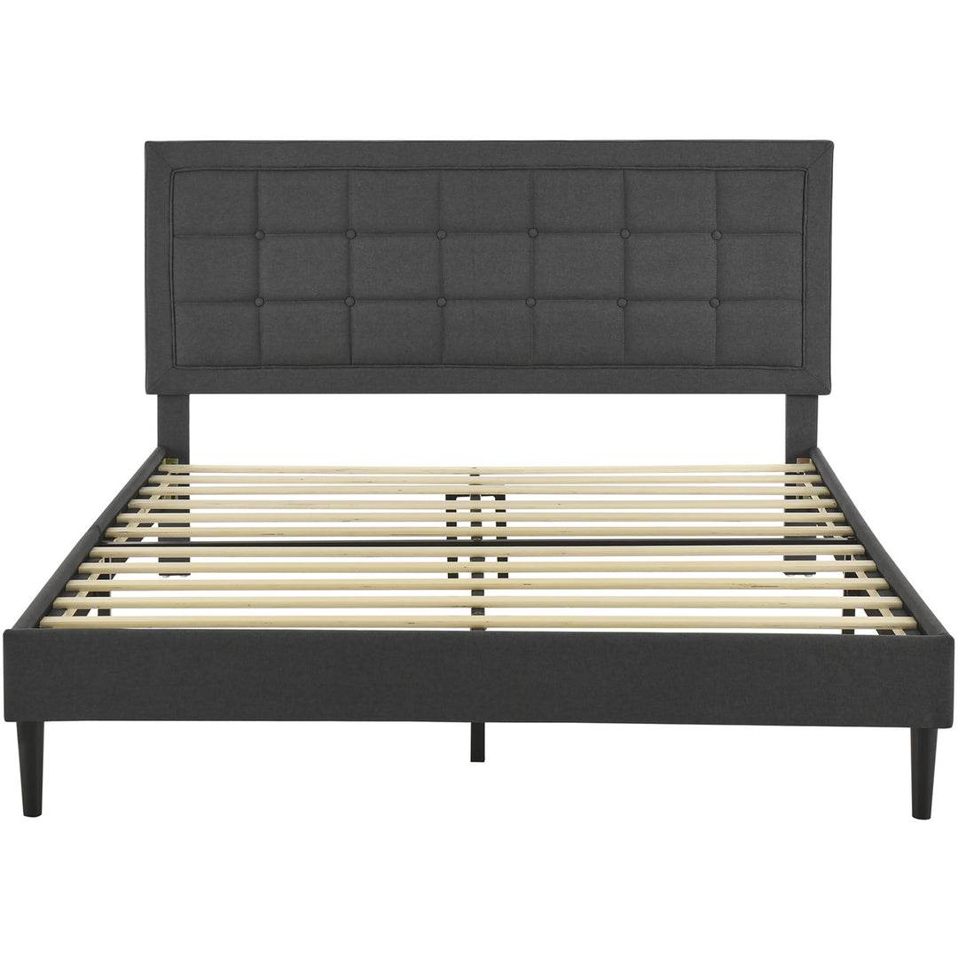 DeCoro Mornington Upholstered 2.0 Platform Bed w/ Metal Frame, Dark Grey, Full - VMInnovations