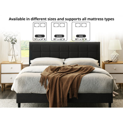 DeCoro Mornington Upholstered 2.0Platform FullSize Bed Frame&Headboard(Open Box) - VMInnovations