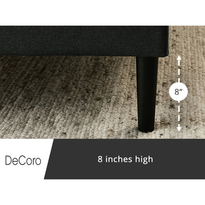 DeCoro Mornington Upholstered 2.0 Platform Bed w/ Metal Frame, Dark Grey, Queen