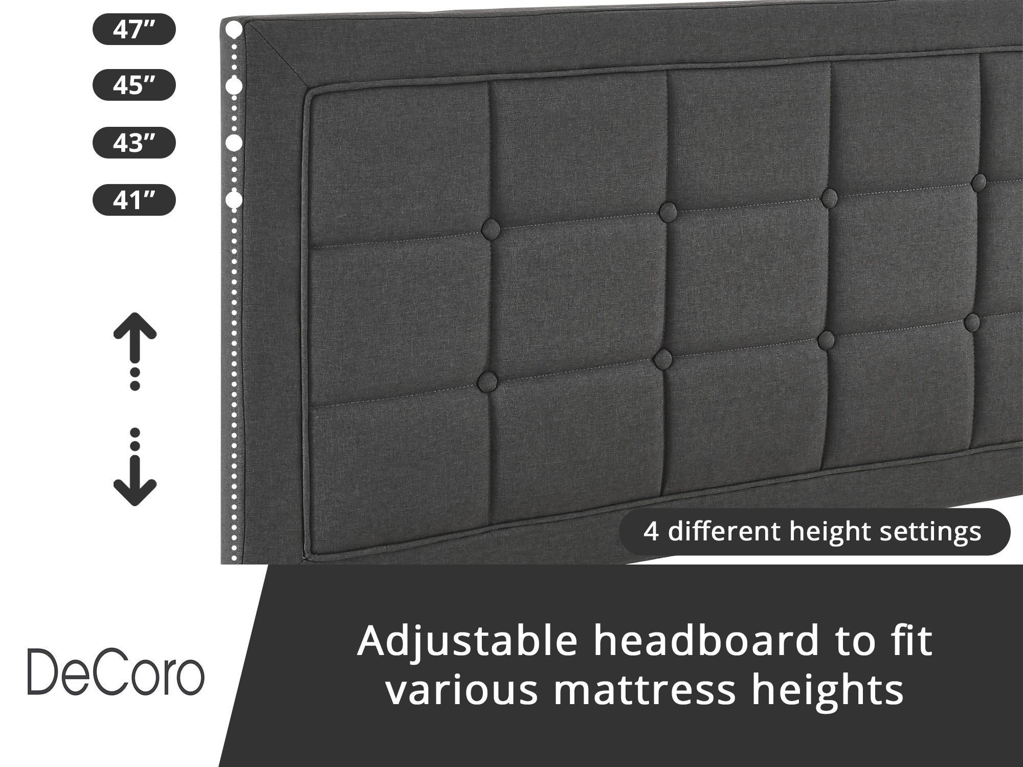 DeCoro Mornington Upholstered 2.0 Platform Queen Size Frame&Headboard(For Parts)