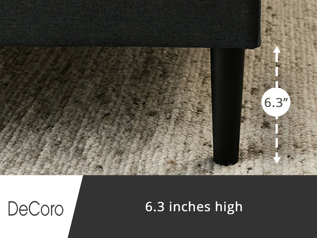 DeCoro Mornington Upholstered 2.0 Platform Bed w/ Metal Frame, Dark Grey, King - VMInnovations