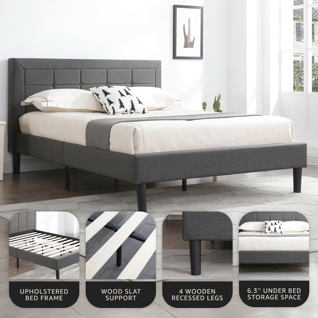 DeCoro Mornington Upholstered 2.0 Platform Bed w/ Metal Frame, King (Open Box)