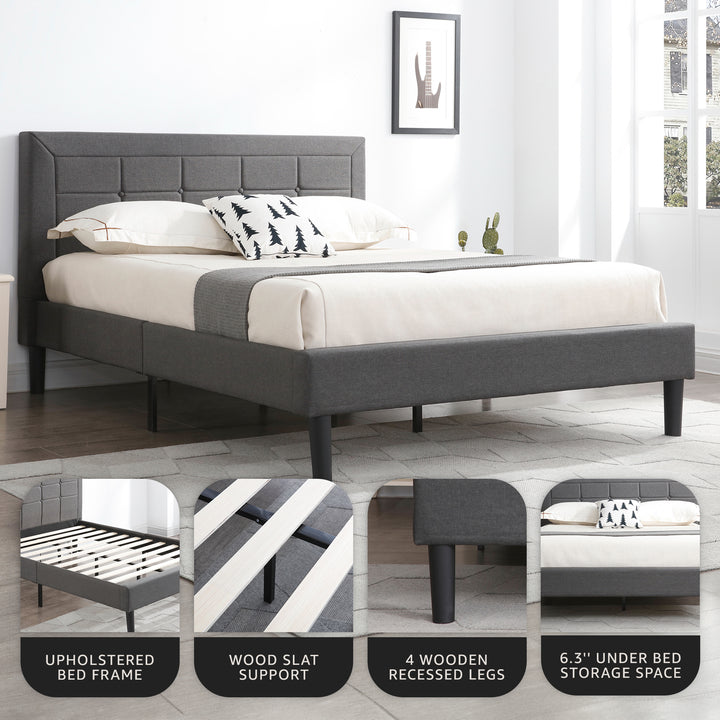 DeCoro Mornington Upholstered 2.0 Platform Bed w/ Metal Frame, King (Open Box)