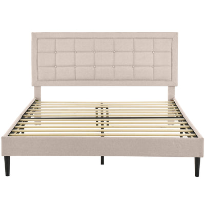 DeCoro Mornington Upholstered 2.0 Platform Bed w/ Metal Frame, Linen, Queen (Used)