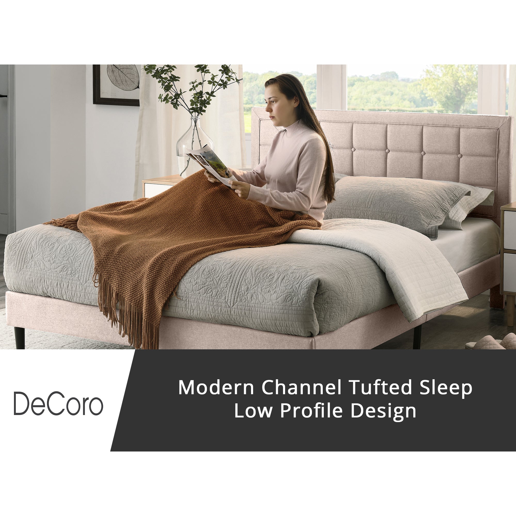 DeCoro Mornington Upholstered 2.0 Platform Bed w/ Metal Frame, Queen (For Parts)