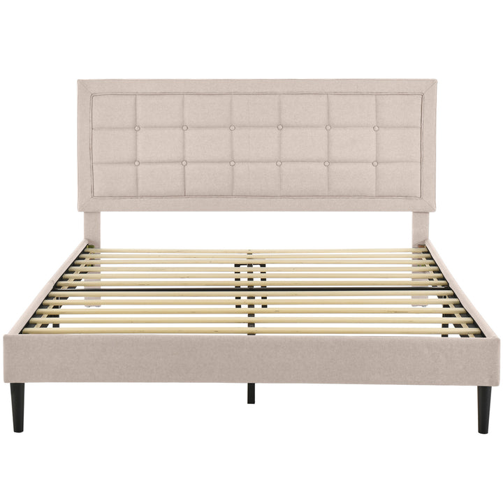 DeCoro Mornington Upholstered Wood 2.0 Full Size Bed Frame, King,Linen(Open Box) - VMInnovations