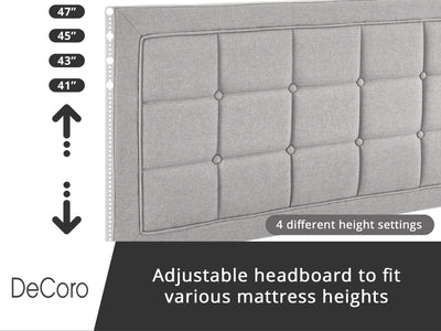DeCoro Mornington Upholstered 2.0 Platform Full Size Bed Frame, Grey (Open Box) - VMInnovations