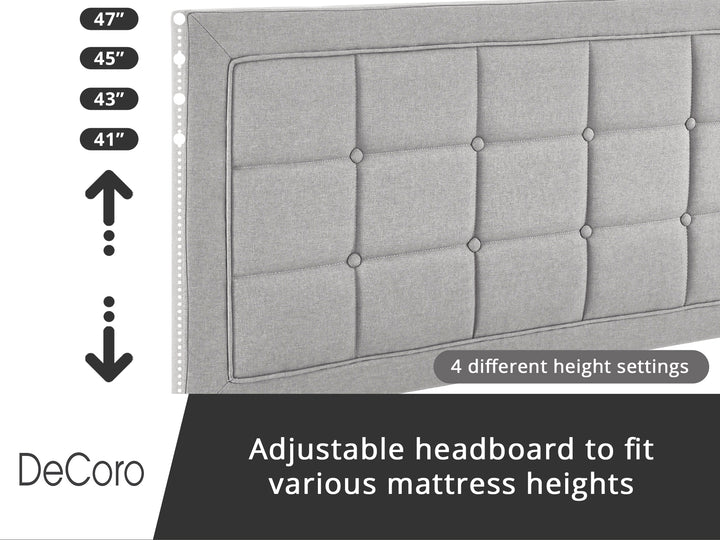 DeCoro Mornington Upholstered 2.0 Platform Full Size Bed Frame, Grey (Open Box)