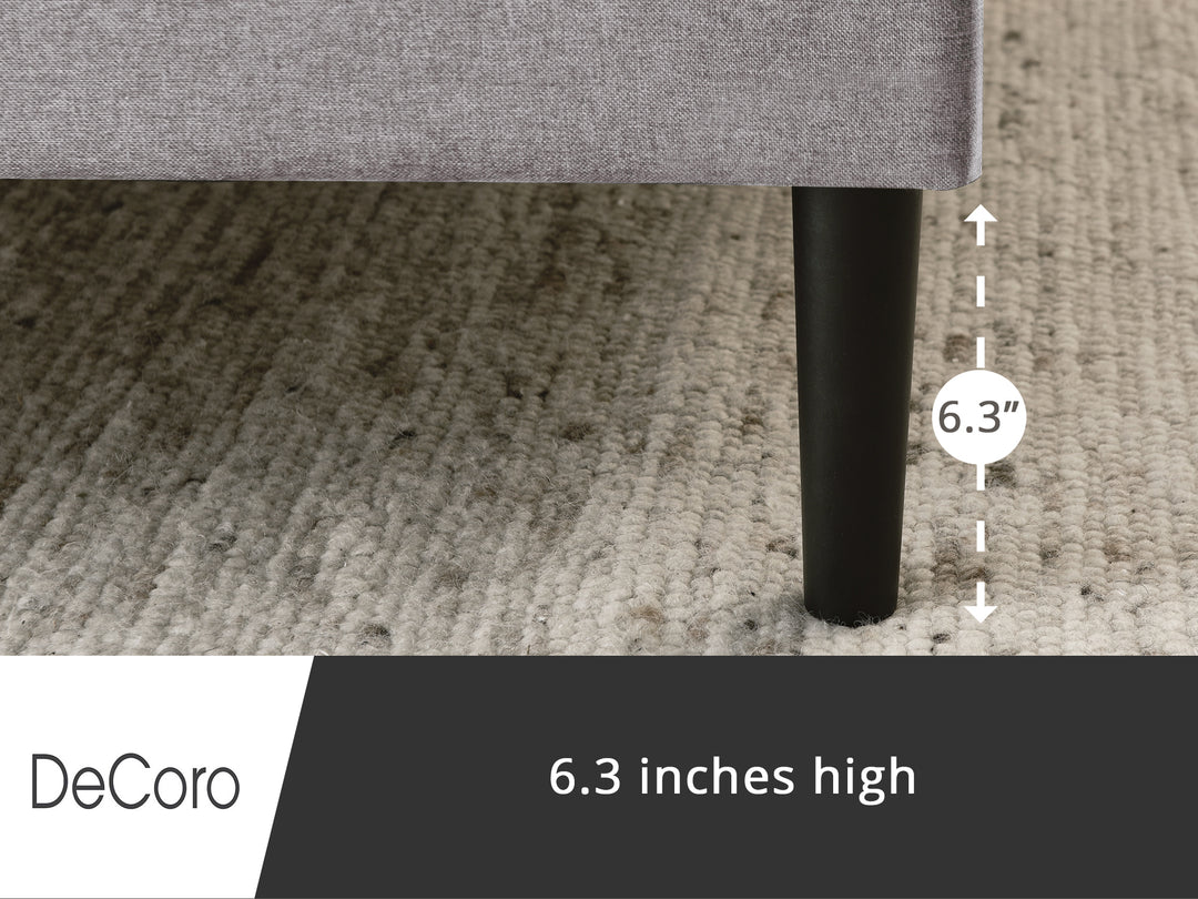 DeCoro Mornington Upholstered 2.0 Platform Bed w/ Metal Frame, Light Grey, Queen - VMInnovations