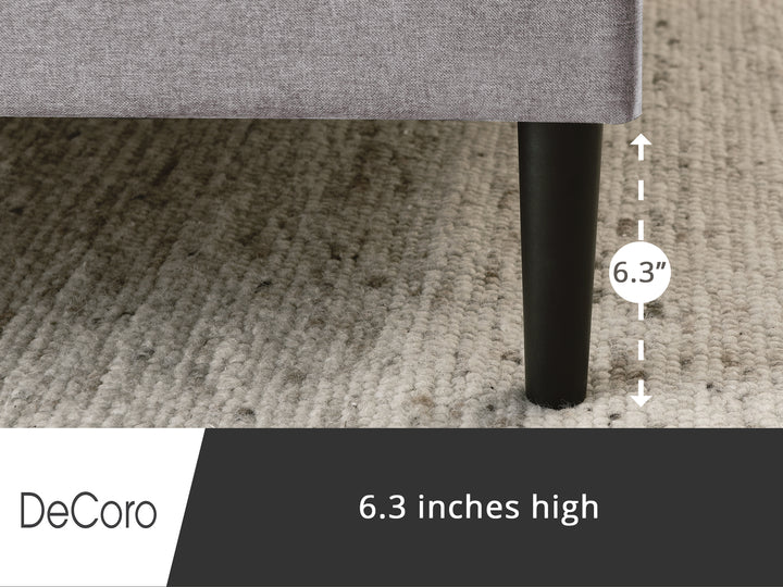 DeCoro Mornington Upholstered 2.0 Platform Bed w/ Metal Frame, Light Grey, Queen - VMInnovations