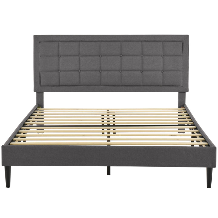 DeCoro Mornington Upholstered 2.0 Platform Bed w/ Metal Frame, Light Grey, Queen - VMInnovations