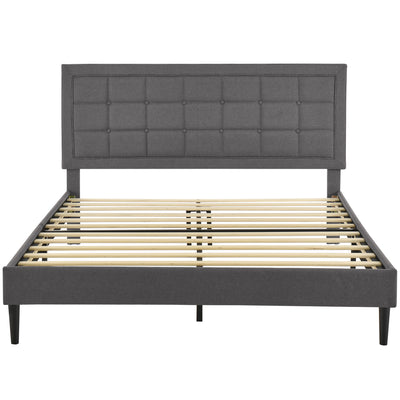 DeCoro Mornington Upholstered 2.0 Platform Bed w/ Metal Frame, Light Grey, King - VMInnovations