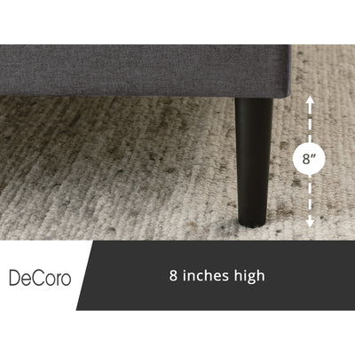 DeCoro Mornington Upholstered 2.0 Platform Bed w/ Metal Frame, Light Grey, King - VMInnovations