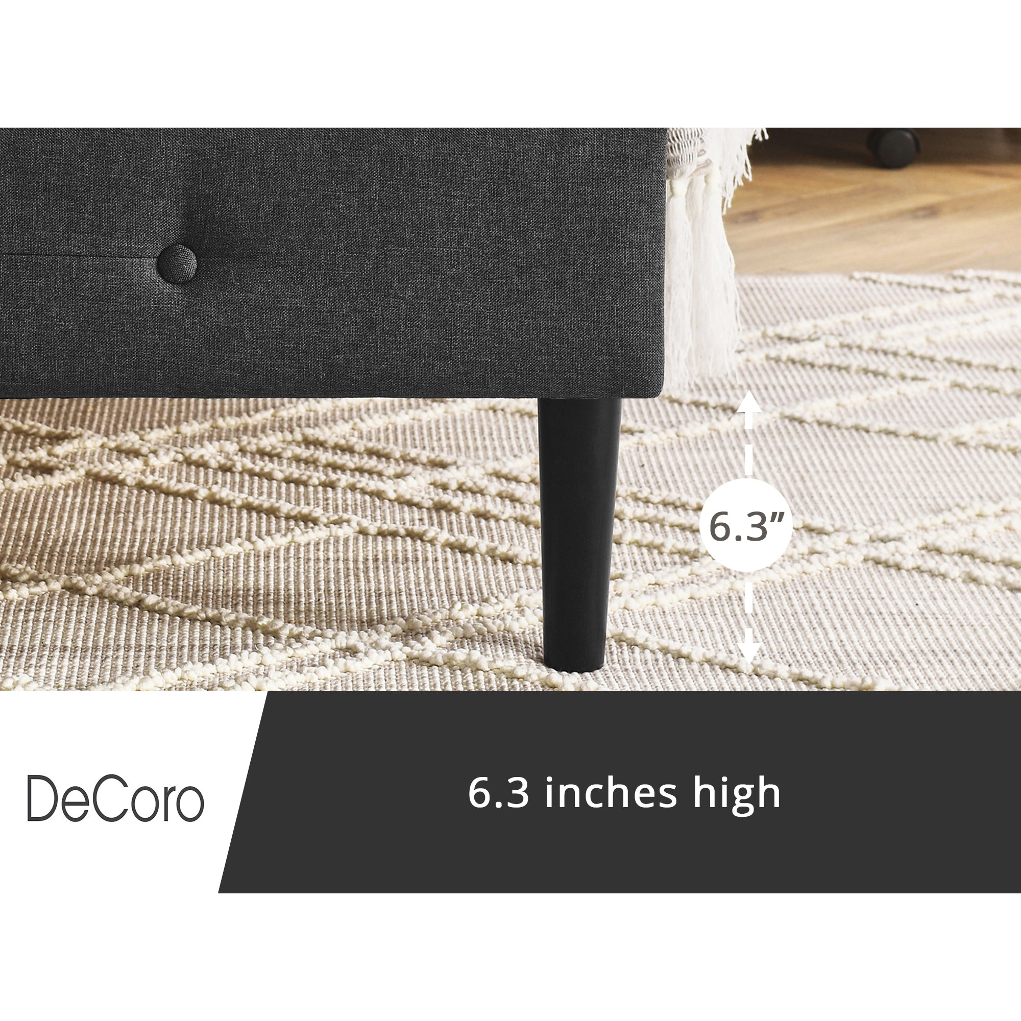 DeCoro Cambridge Upholstered Wooden Platform Bed Frame, King Size, Dark Grey - VMInnovations