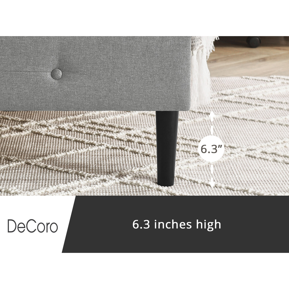 DeCoro Cambridge Upholstered Wooden Platform Bed Frame w/Headboard (Open Box) - VMInnovations