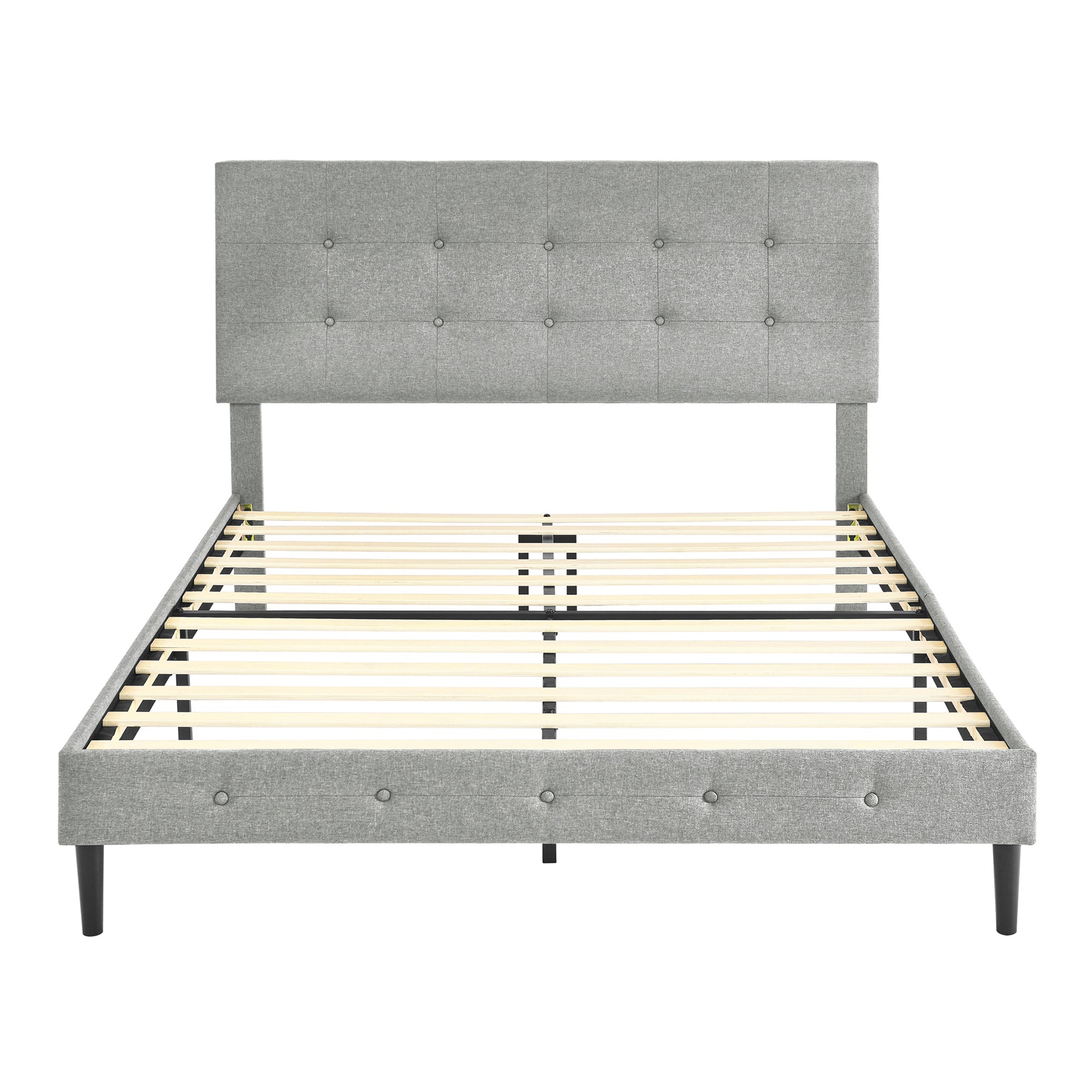 DeCoro Cambridge Upholstered Wooden Platform Bed Frame with Headboard (Open Box)