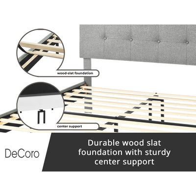DeCoro Cambridge Upholstered Wooden Platform Bed Frame with Headboard (Open Box) - VMInnovations
