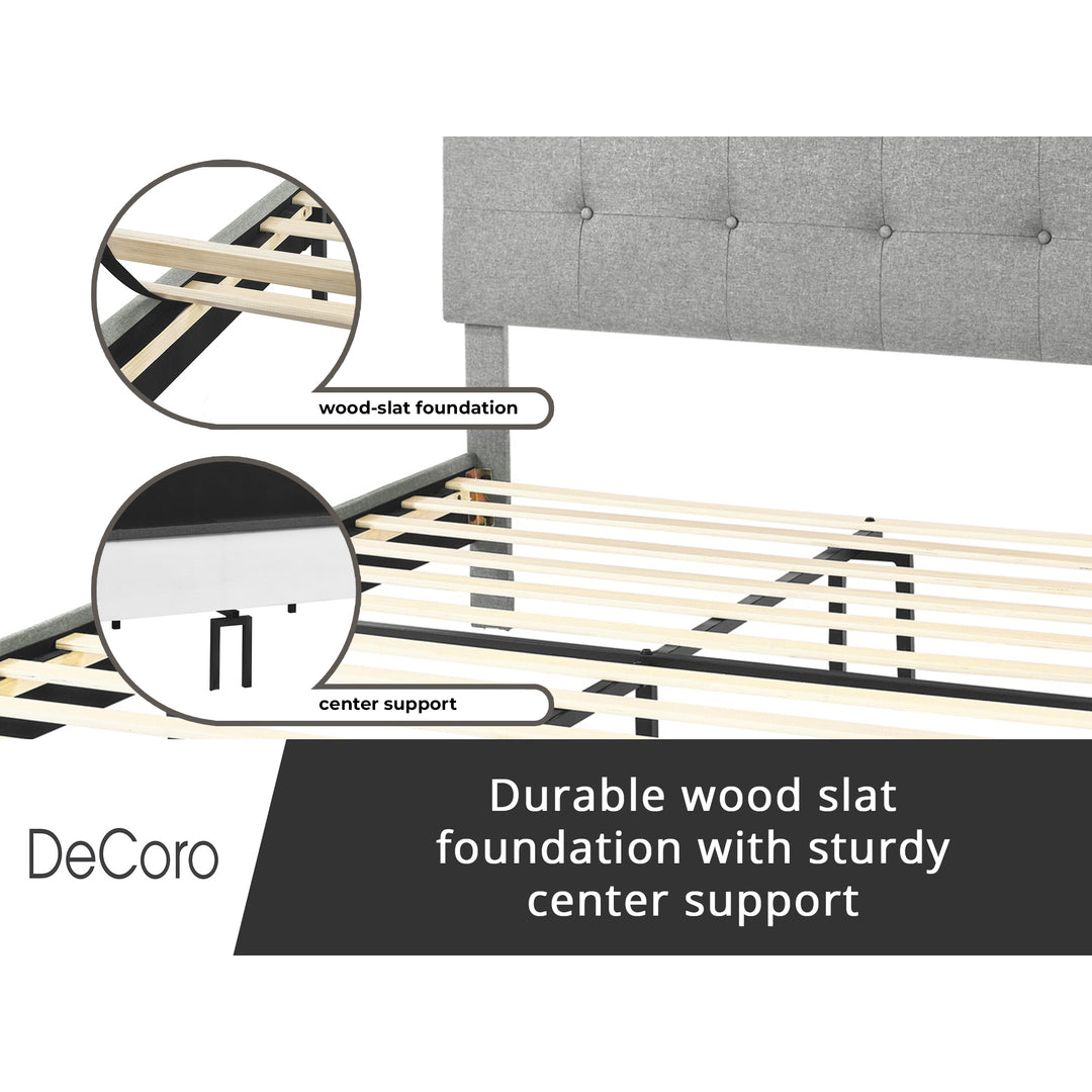 DeCoro Cambridge Upholstered Wooden Platform Bed Frame with Headboard (Open Box)