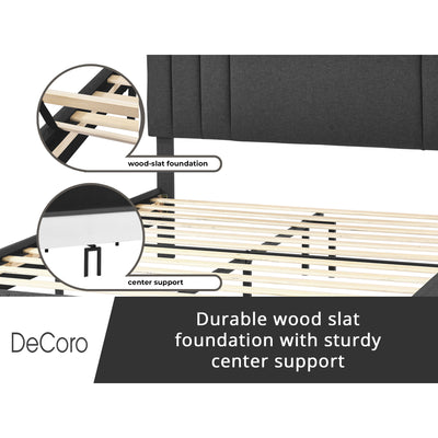 DeCoro Chicago Modern Tufted Upholstered Platform Full Size Bed Frame, Dark Grey - VMInnovations