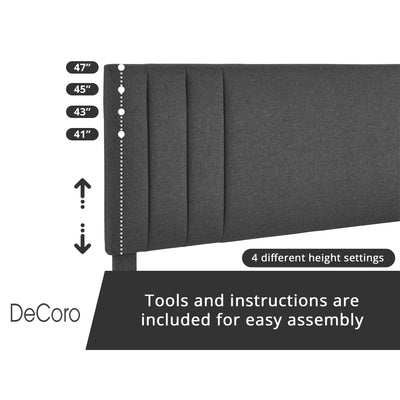 DeCoro Chicago Modern Tufted Upholstered Platform King Size Bed Frame, Dark Grey