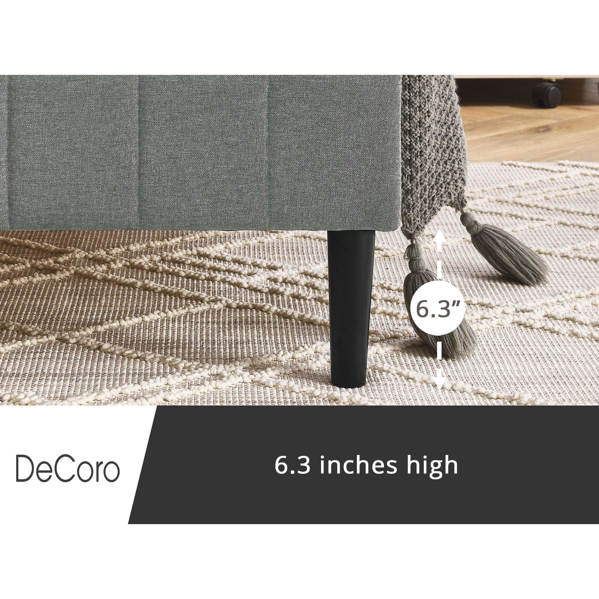DeCoro Chicago Modern Tufted Upholstered Platform Full Size Bed Frame, Full,Grey
