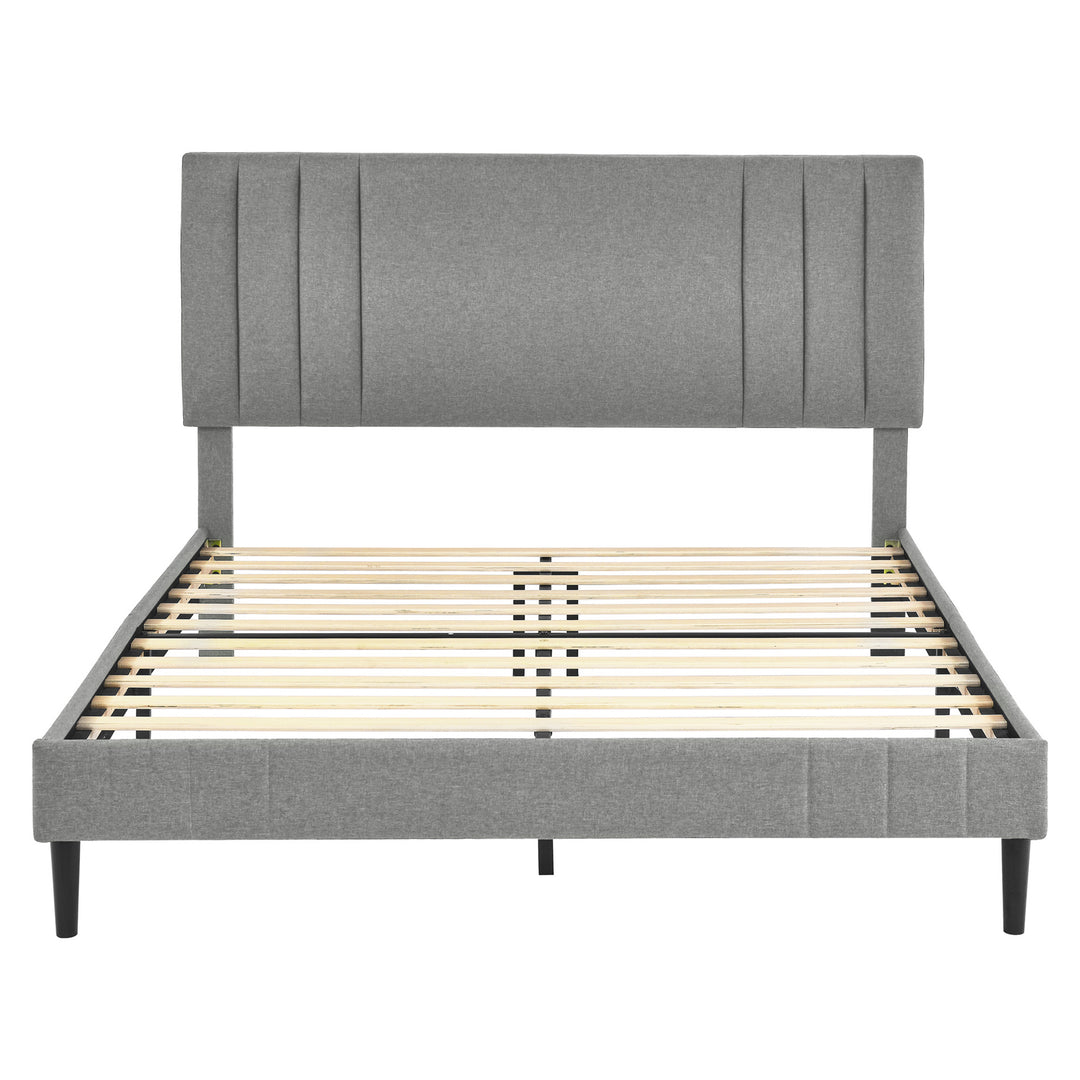 DeCoro Chicago Modern Upholstered Platform King Size Bed Frame, Grey (Open Box) - VMInnovations