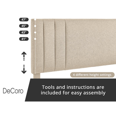 DeCoro Chicago Modern Tufted Upholstered Platform Queen Size Bed, Linen