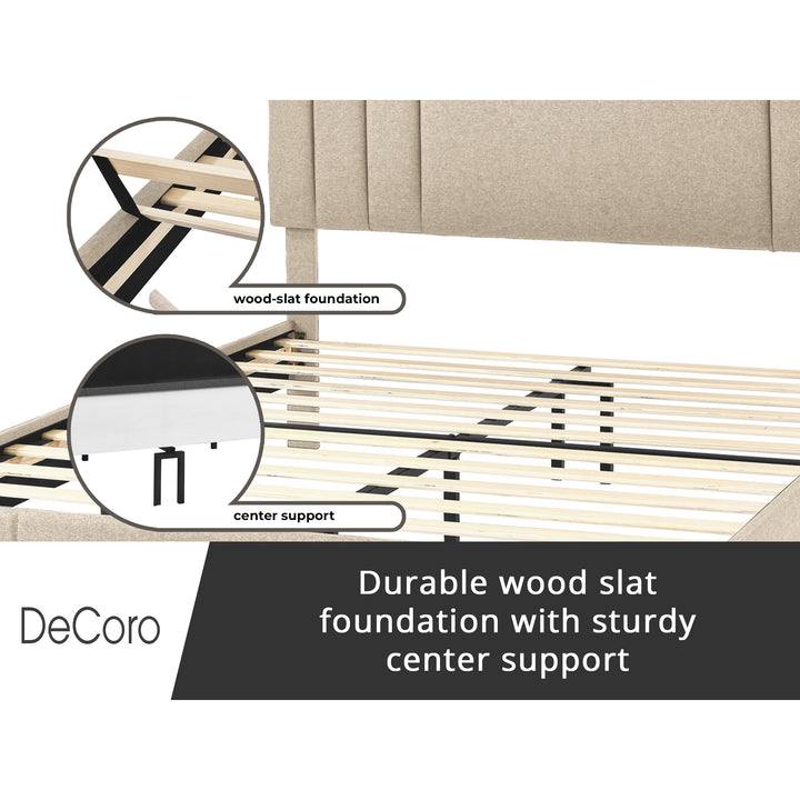 DeCoro Chicago Modern Tufted Upholstered Platform Q Size Bed, Linen (For Parts)
