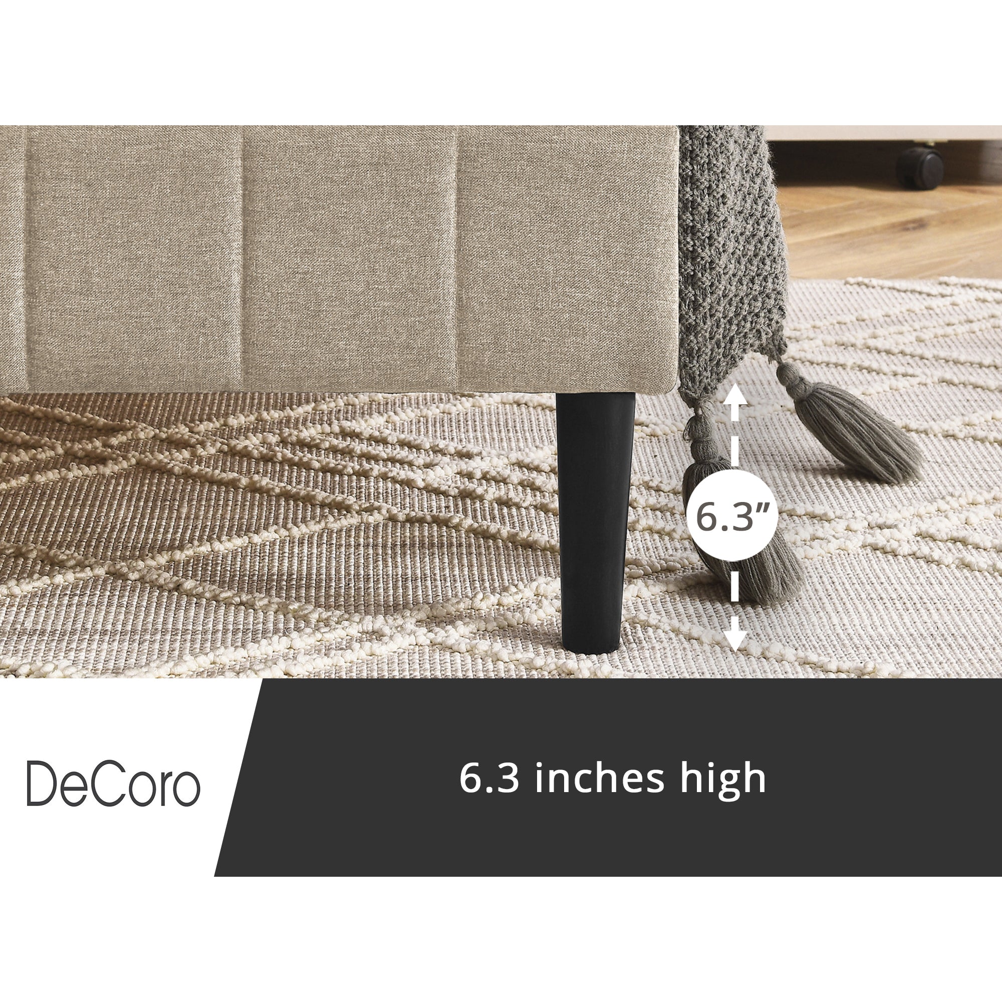 DeCoro Chicago Modern Tufted Upholstered Platform Queen Size Bed, Linen