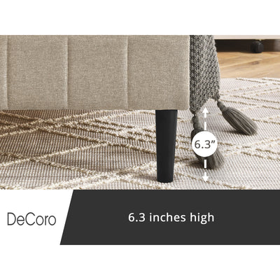 DeCoro Chicago Modern Tufted Upholstered Platform Queen Size Bed, Linen