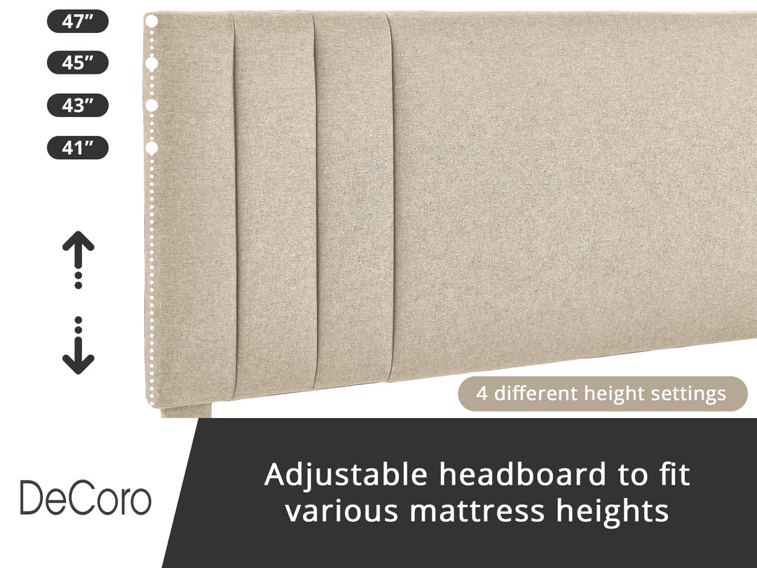 DeCoro Chicago Modern Tufted Upholstered Platform Q Size Bed, Linen (For Parts)